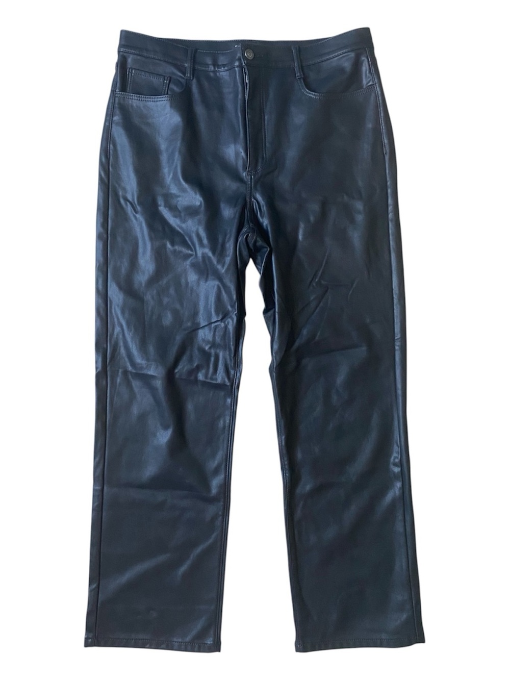 LOFT Faux Leather Straight Leg Cropped Pants